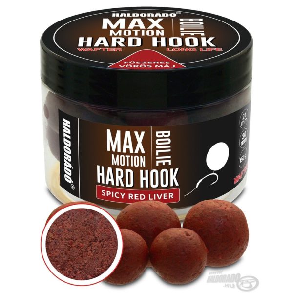 Haldorádó Max Motion Boilie Hard Hook Wafter 24, 30mm Korenená Červená Pečeň Nástrahové Bojli 150gr