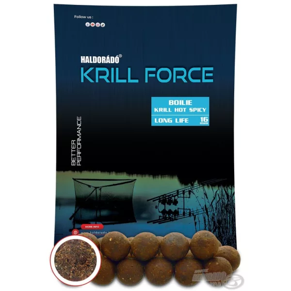 Haldorádó Krill Force Boilie Long Life 16mm Krill Hot Spicy Kŕmne Boilie 700gr