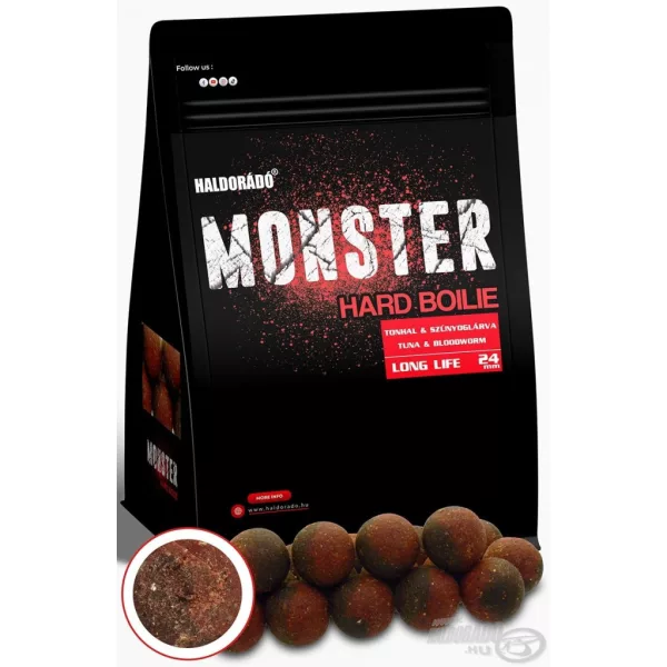 Haldorádó Monster Hard Boilie 24+ Tunak & Komárie larvy Boilie 700gr