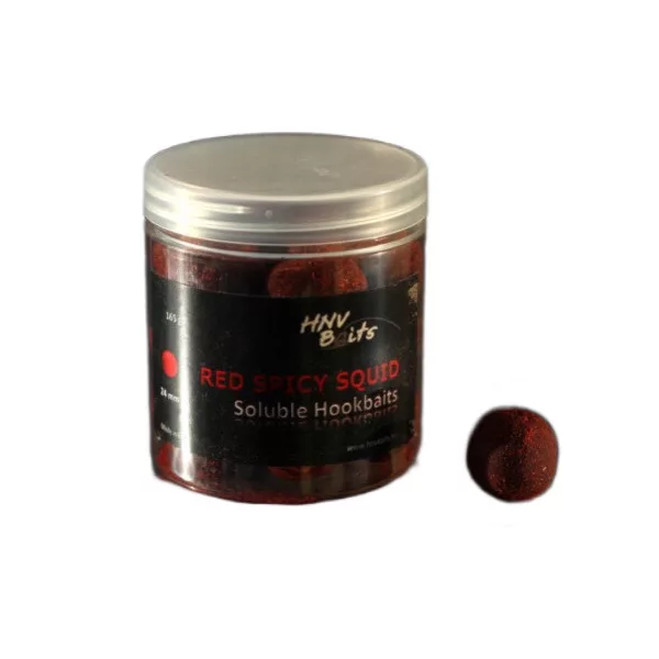 HNV Baits Red Spicy Squid Soluble Hookbaits 24mm Rozpustná Háčiková Nástraha 165gr