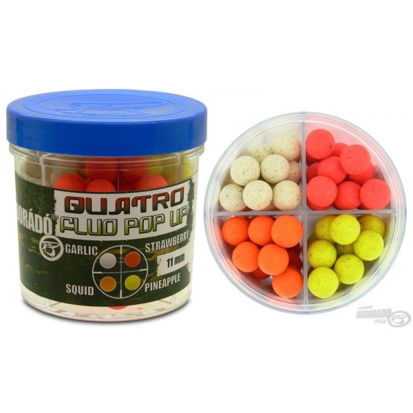 Haldorádó Quatro Fluo Pop Up Boilies 11 mm / 4 príchute v jednom balení