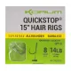 Korum 38cm Big Fish Hair Rigs W Quickstops Veľkosť 8 Monofilový predviazaný háčik s očkom bez protihrotu