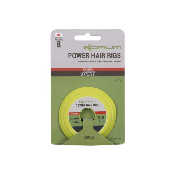 Korum Power Hair Rigs 12 BD Očkovaný, Ostnatý Predviazaný Hák 6ks