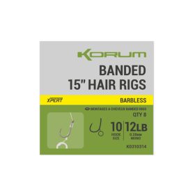   Korum Banded Hair Rigs 10 Barbless Bezhrotý, Očkovaný Monofilný Predviazaný Hák 8ks