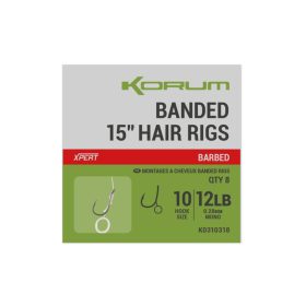   Korum Banded Hair Rigs 14 Barbed Ostnatý, Očkovaný Monofilný Predviazaný Hák 8ks