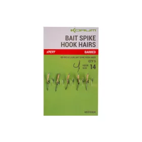   Korum Bait Spike Hook Hairs Barbed 14 Háčiky s očkom a protihrotom a tŕňom na nástrahy 5ks