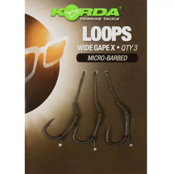 Korda Loop Rigs Veľkosť 8 DF Wide Gape X 18lb - predviazaný boiliesový náväzec
