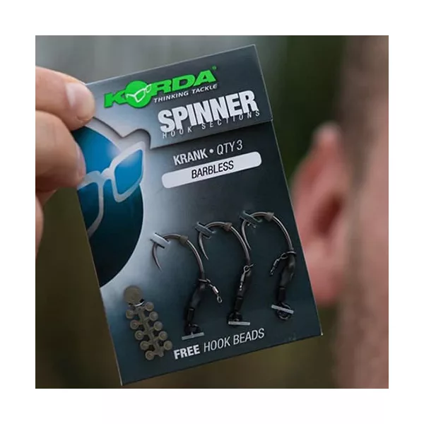 Korda Spinner Hook Sections Krank 4 S očkom, Bezprotišrotový háčik 3ks