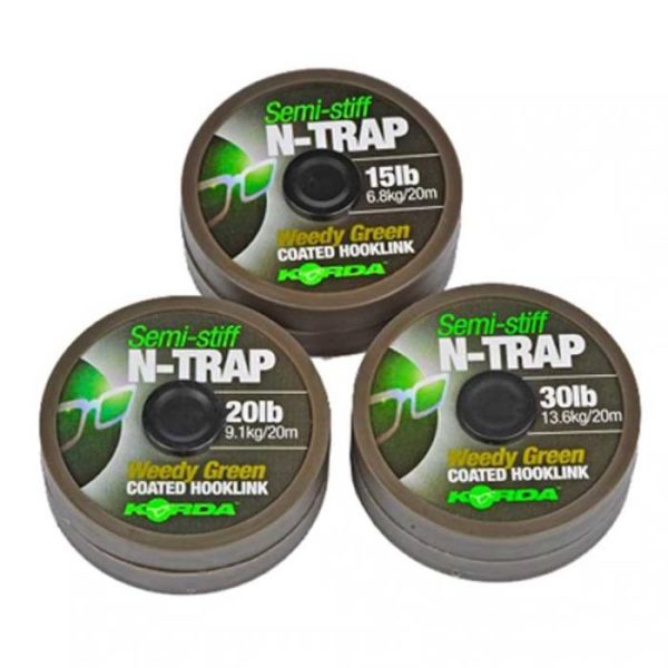 Korda N-Trap Semi Stiff 30lb Weedy Green  - bojliesový nadväzcový vlasec