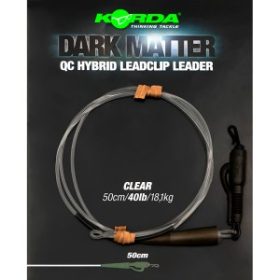   Korda - Dark Matter Leader 50 cm QC Hybrid Clip Clear rýchlospojkový priehľadný nadväzec
