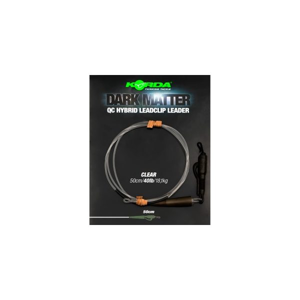 Korda - Dark Matter Leader 50 cm QC Hybrid Clip Clear rýchlospojkový priehľadný nadväzec