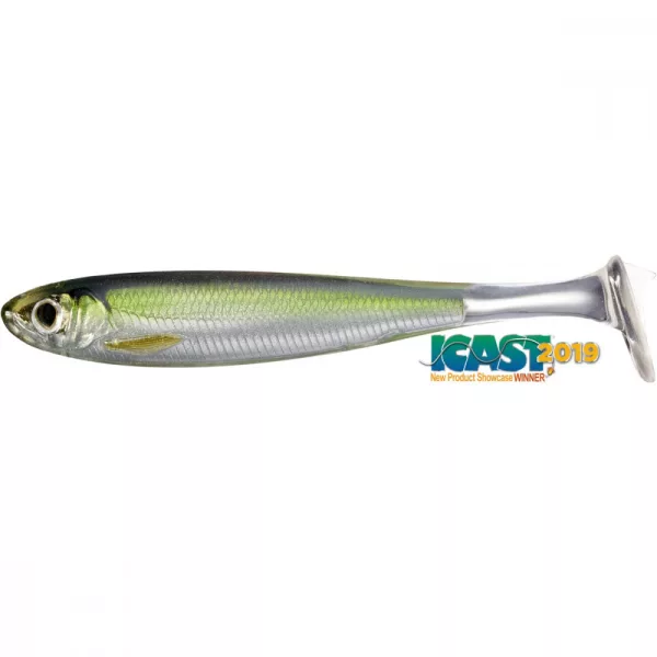 Livetarget Slow-Roll Shiner Paddle Tail Silver/Green 8,5cm Gumová nástraha 4ks