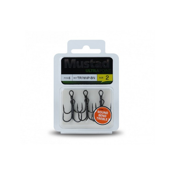 Mustad NP Round Bend Treble Hook 1/0 Bez protihrotu Trojháčik 5ks