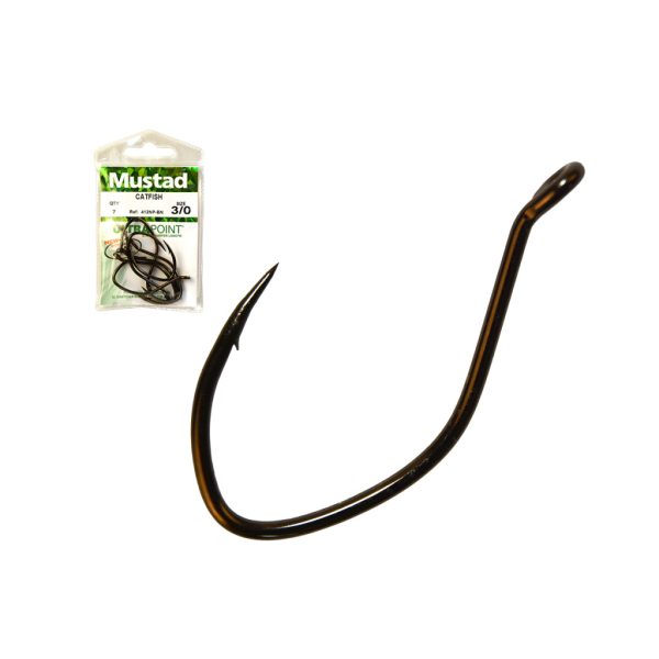 Mustad Ultra NP Single Catfish Black Nickel 6/0 S očkom, Háčik s protihrotom 6ks