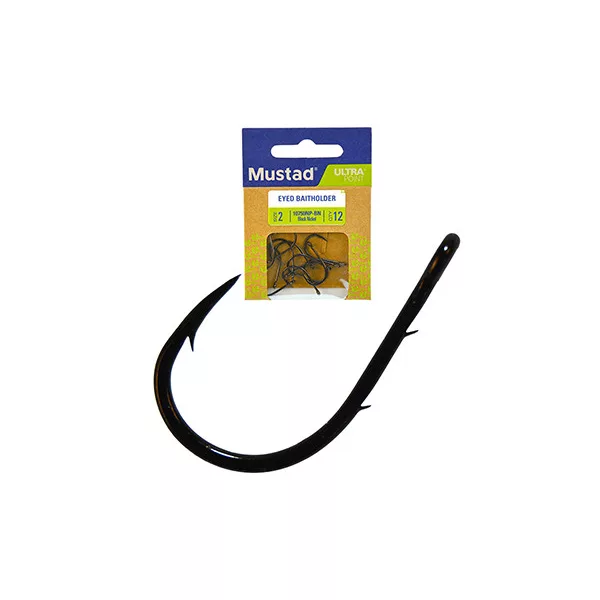 Mustad Eyed Baitholder 4 Füles, Szakállas Horog 12db