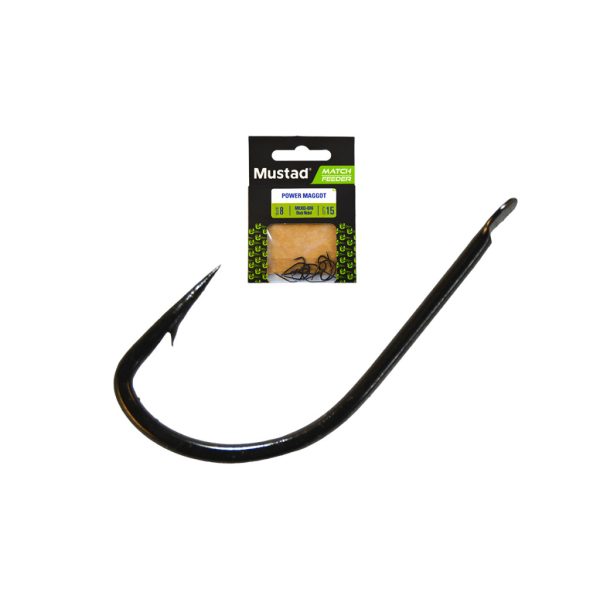 Mustad Match Feeder Power Maggot 8 Lapkás, Szakállas Keszegező Horog 15db