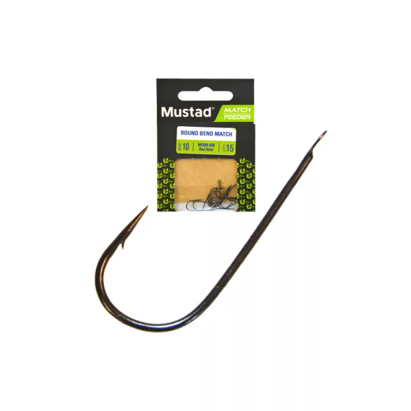 Mustad Match Feeder Round Bend Match 16 Lapkás, Szakállas Horog 15db
