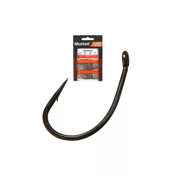 Mustad Carp Continental 8 Füles, Szakállas Bojlis Horog 12db