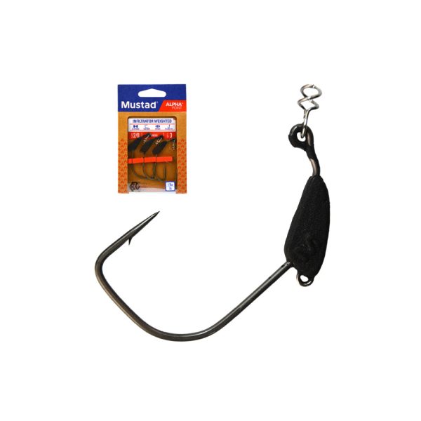 Mustad Infiltrator Weighted 5gr 4/0 Súlyozott Offset Horog 3db