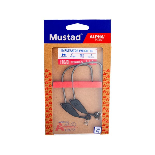 Mustad Infiltrator Weighted 5/0 5gr Zaťažený Offset Háčik 3ks