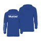 Mustad Modrý Brand Longsleeve UV With Hood 3XL Tričko s dlhým rukávom s kapucňou