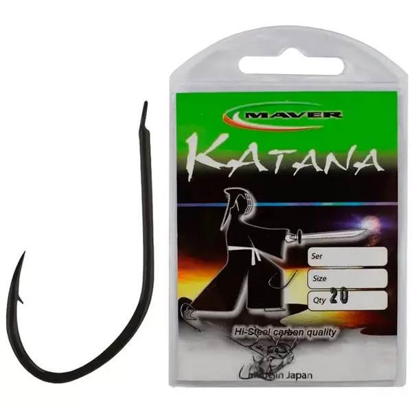 Mave Katana Black Nickelled Flatted 16 Plochý, Háčik na boilies s ostňom 20ks