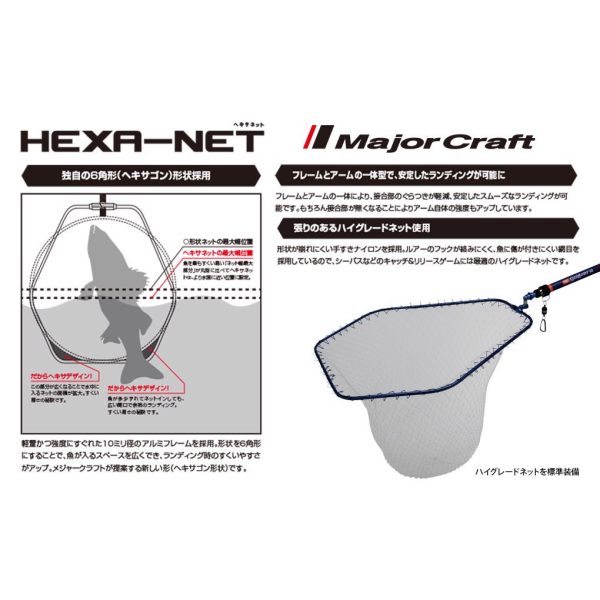 Major Craft Hexa Net Podberák L 67x58cm Modrý