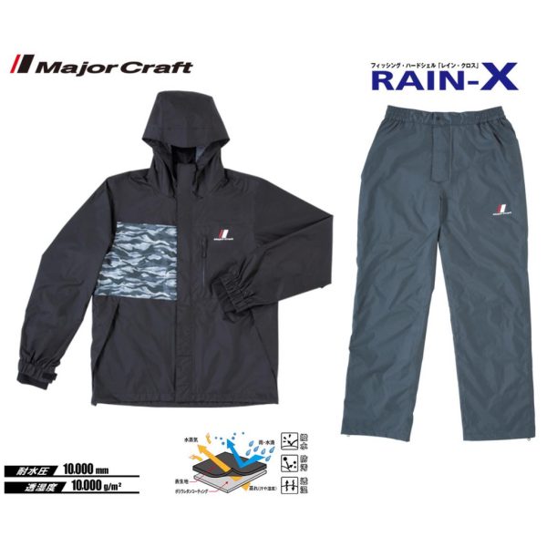 Major Craft Rain-X Čierny Dvojdielny Pršiplášť 2XL
