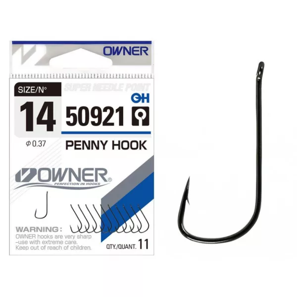 Owner 50921 Penny Hook 14 Uškový, Ostnatý Háčik na pleskáča 11ks