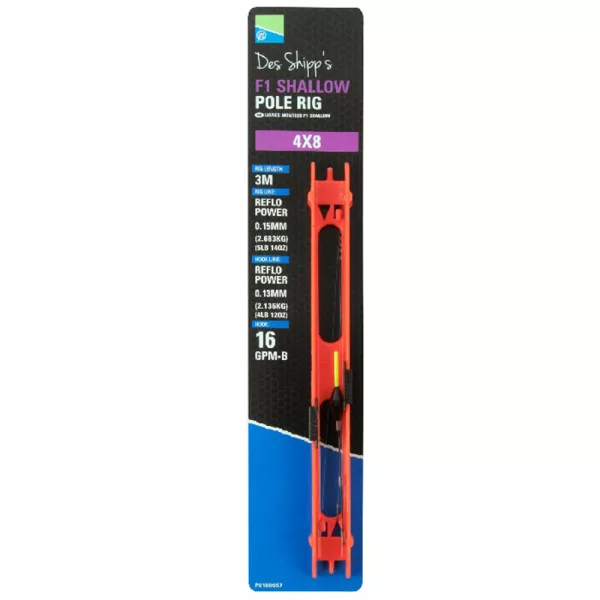 Preston 4x10 F1 Shallow Pole Rig Pripravená súprava na lov s deličkou