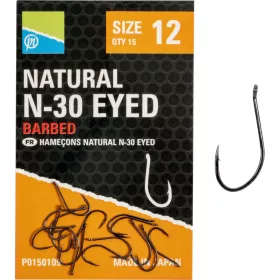 Preston Natural N-30 12 Füles, Szakállas Horog 15db