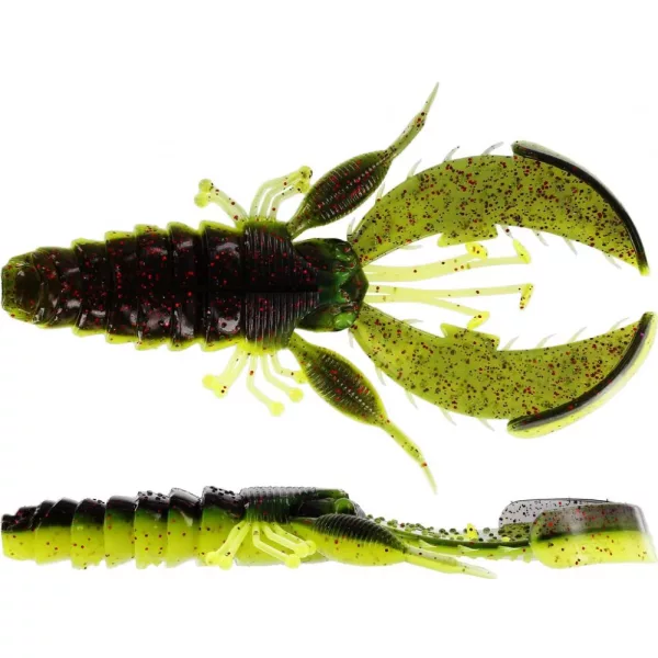 WESTIN CreCraw Creaturebait 10cm 12g Black/Chartreuse 4ks Plastová nástraha