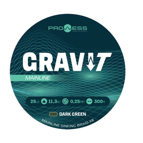 Prowess Gravi-T Mainline Braid X8 Tmavo zelená potápavá 0,25mm 300m pletená hlavná šnúra