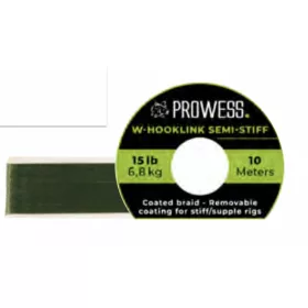   Prowess W-HOOKLINK SEMI-STIFF BRAID 15LB GREEN boiliesová pletená nadväzcová šnúra, potiahnutá pletená šnúra
