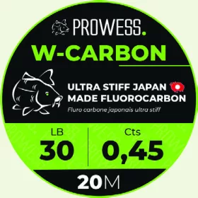   Prowess W-CARBON 0,60mm Fluorocarbon Šnúra / Náväzcová šnúra na lov kaprov