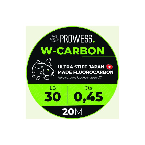 Prowess W-CARBON 0,60mm Fluorocarbon Šnúra / Náväzcová šnúra na lov kaprov