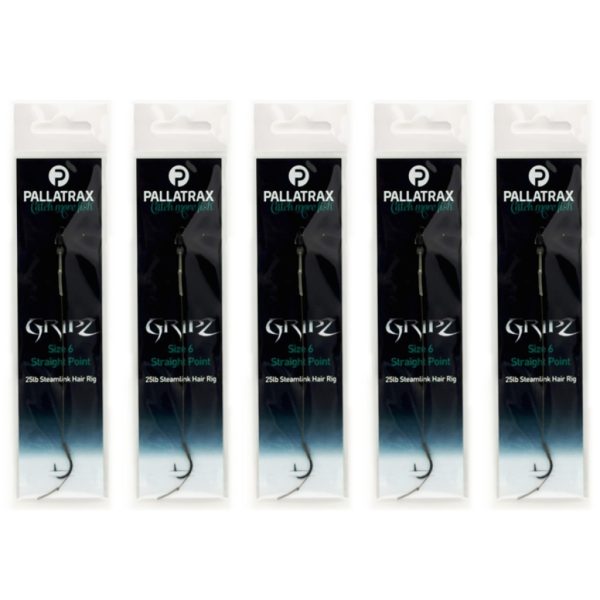 Pallatrax Gripz Straight Point Hair Rigs 8 15lb Steamlink Monofil Predviazaný Háčik