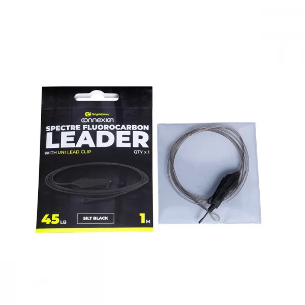Ridgemonkey Spectre Fluorocarbon Uni Lead Clip Leader - Silt Čierna Kaprová montáž