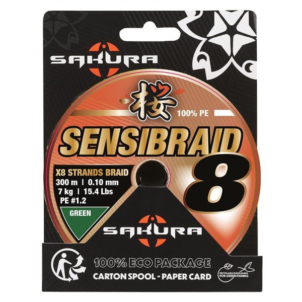 Sakura Sensibraid X8 Zelená 0,24mm 300m Pletená hlavná šnúra