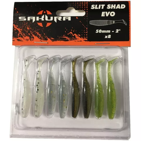 Sakura SLIT SHAD EVO 50 Gumená nástraha Color Mix 50mm - 8ks