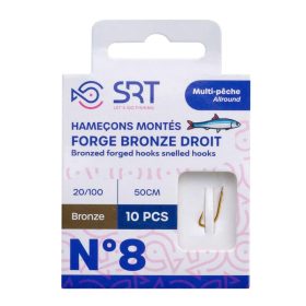   SRT Forged Bronzed Straight 0,18mm 50cm Monofil 6 Nadviazaný háčik 10ks