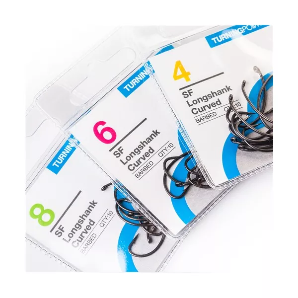 Spotted Fin Longshank Curved Barbed háčik s protihrotom, veľkosť 6