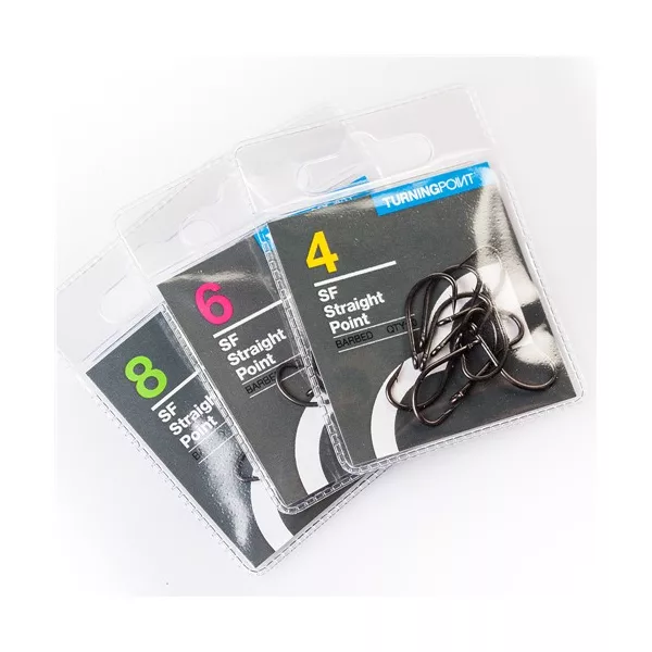 Spotted Fin Straight Point Barbed Háčik s protihrotom - veľkosť 6