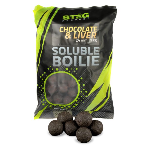 Stég Product Soluble Boilie 24mm Čokoláda-Pečeň 1kg