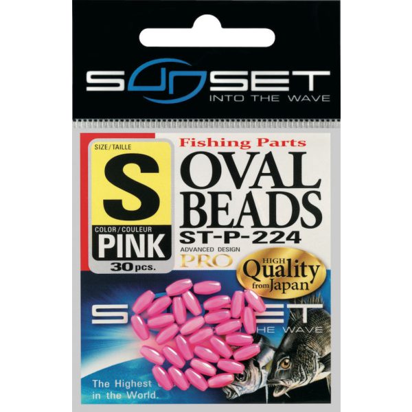 Sunset - TVRDÉ OVÁLNE KORÁLKY RUŽOVÉ 8x3,8mm X25 - Gumená korálka