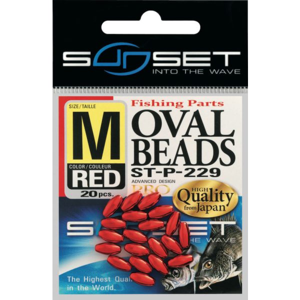 Sunset - TVRDÉ OVÁLNE KORÁLKY ČERVENÉ 8x3,8mm X20 - Gumená korálka