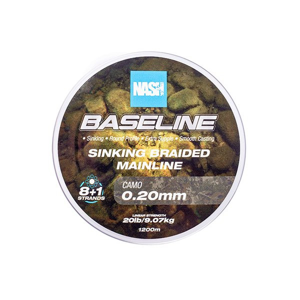 Nash Baseline Sinking Camo 0.20mm 1200m Pletená hlavná šnúra