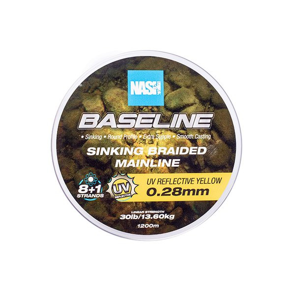 Nash Baseline Sinking UV Yellow 0.28mm 1200m Pletená hlavná šnúra