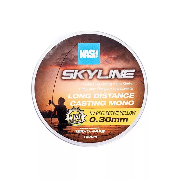 Nash Skyline Mono UV Žltý 0,30mm 1000m Monofilný hlavný vlasec