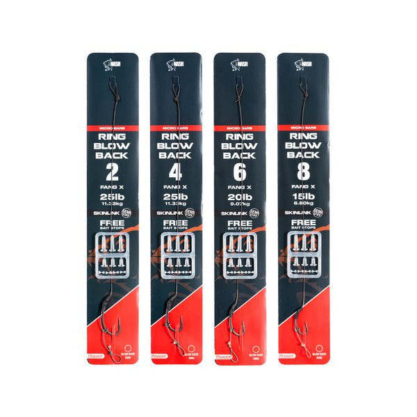 Nash Ring Blow Back Rig Size 4 Micro Barbed Predviazaný háčik S ostňom, Háčik s očkom